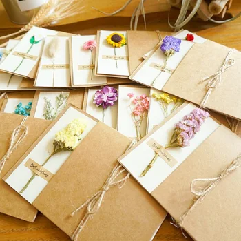 3 paket Kraft Kağıt Zarf Tebrik Kartı Kartpostal Gül Güneş Çiçek Mesaj Mektubu Yeni Yıl Hediye Kırtasiye Doğum Günü Dilek