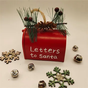 Noel Süsler Metal Harfler Santa Posta Kutusu Noel Süslemeleri Ev için Demir Retro Noel posta kutusu Kolye Ağacı
