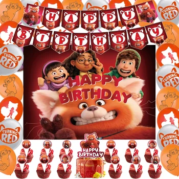 58 adet Dönüm Kırmızı Doğum Günü Partisi Malzemeleri Balonlar Afiş Tek Kullanımlık Bebek Duş Kek Topper Dekor Özelleştirilebilir Parti Dekorasyon