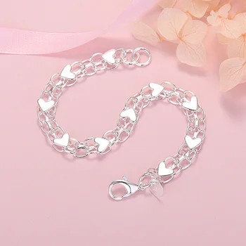 Yeni orijinal tasarım 925 Ayar Gümüş romantik kalp bilezik kadınlar için moda takı düğün parti sevgililer Günü hediyeleri