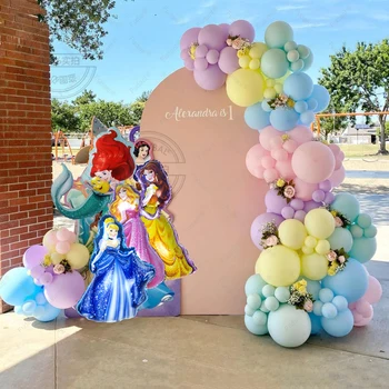 117 adet Maca 5/10 inç Lateks Balonlar Kemer Garland Kiti Disney Prenses Tema Doğum Günü Partisi Süslemeleri Hava Globos Hediyeler Malzemeleri
