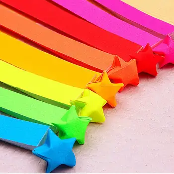 400 Adet / torba Şanslı Yıldız Kağıt El Sanatları Origami Kağıt Şeritler Kağıt Origami Quilling Kağıt Craftsrandom Renk Scrabooking Malzeme