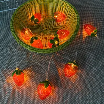 Meyve Şekilli ışık zinciri noel ışık zinciri ev dekoru Noel Çilek Üzüm Ananas Şekli meyve ışığı 1.5 m 10Led