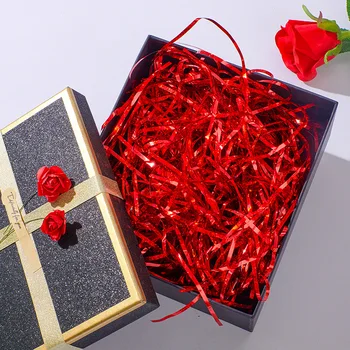 50g / 100g Parlak Lazer Renkli Kağıt Rafya Rendelenmiş Kağıt DIY Konfeti Hediye Kutusu Dolgu Malzemesi Evlilik Noel Yeni Yıl Dekor