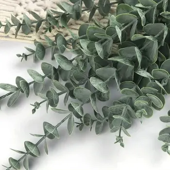 20 adet Sahte Bitki Yeşillik Düğün Vazo Centerpiece Gerçek Dokunmatik Yapay Okaliptüs Ev Dekor Kaynaklanıyor Yapraklar Parti Şube