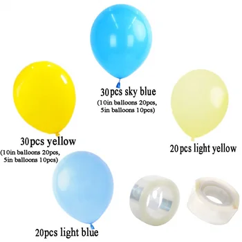 102 Adet Macaron Mavi ve Sarı Balon Garland Kemerler Seti Doğum Günü Partisi Düğün Bebek Duş Arka Plan Duvar Dekorasyon Malzemeleri