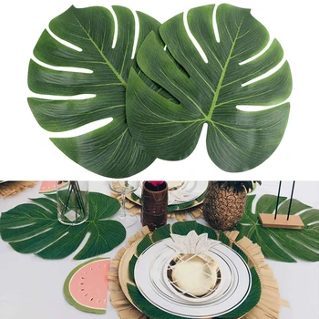 1 ADET Yapay Tropikal palmiye yaprakları Hawaiian Plaj Orman Parti Dekorasyon Yaz Düğün Doğum Günü Ev masa süsü Sahte Bitki