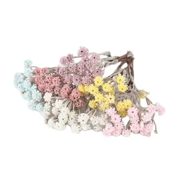 6 Adet yapay çiçekler Mini Gül Buketi Düğün Dekoratif Gypsophila Çelenk Dekorasyon Vazo Ev Bahçe Dekor İçin El Sanatları