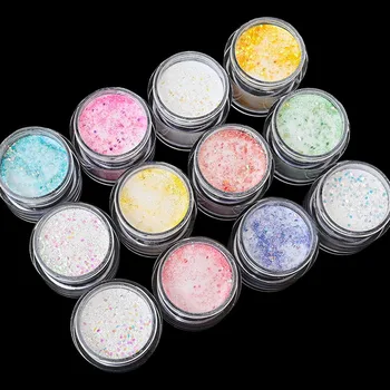 12 Renk Nail Art Akrilik Toz Glitter 1 Şişe Mix Altıgen Sparkly Kristal Pigment Daldırma Pullu Manikür Toz Dekorasyon X6 4