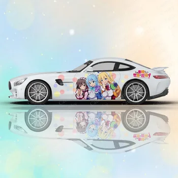 KONOSUBA-Bu Harika Dünyada Tanrı'nın Nimeti! Anime Araba Kapı Grafik Çıkartması vinil yapışkan Fit Herhangi Bir Araba Araba Yan çıkartma