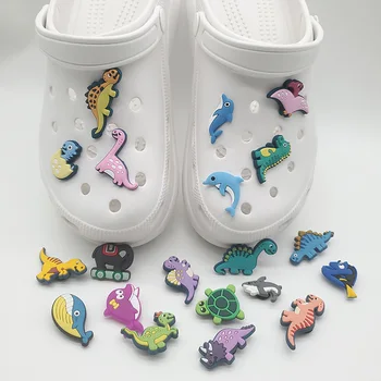 Yenilik 1 adet Hayvan Tarzı Ayakkabı Takılar karikatür Dinozor sevimli Bahçe Ayakkabı PVC Aksesuarları toka croc jıbz Çocuk için X-mas hediye