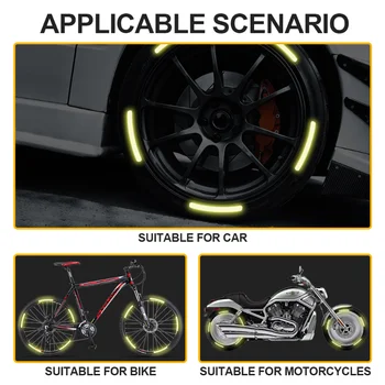 5 Renk 20 Adet Araba Tekerlek Göbeği Sticker Yüksek Yansıtıcı Şerit Bant Motosiklet Araba Gece Sürüş Güvenliği Aydınlık Evrensel Etiket