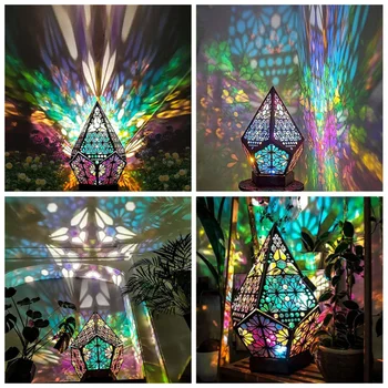 Kutup yıldızı elmas lamba LED projeksiyon Bohemian zemin dekoratif lamba geometrik ışık ev dekor yatak odası başucu ayakta lamba