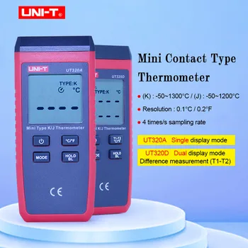 UNI - T UT320A UT320D Termometre Termokupl Mini Kontak Tipi Çift Kanallı K / J Sıcaklık Ölçer Arka Veri Kapalı Otomatik