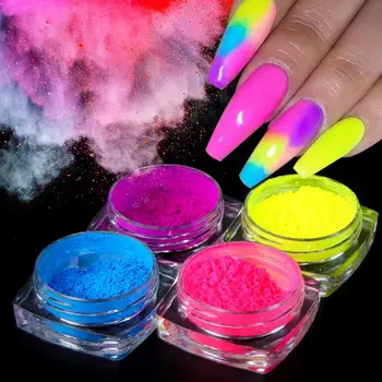 9 Kutuları / set Neon pigment tozu Tırnak Floresan Degrade Glitter Yaz Parlak Toz Şeker DIY Nail Art Dekorasyon Manikür 2