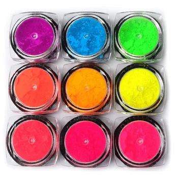 9 Kutuları / set Neon pigment tozu Tırnak Floresan Degrade Glitter Yaz Parlak Toz Şeker DIY Nail Art Dekorasyon Manikür 3