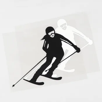 YJZT 15.4 CM×12.1 CM Çıkartması Serin Kızlar Kış Alp Disiplini Vinil Siyah / Gümüş Araba Sticker 8A-1427