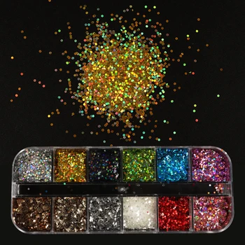 1MM Holografik Renkli Altıgen Tıknaz Glitter Tırnak Pul Lazer Sparkly Gevreği Manikür DIY Nail Art Süslemeleri RK390024 1