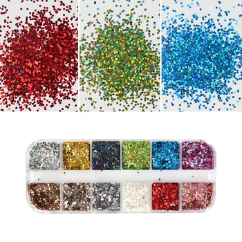 1MM Holografik Renkli Altıgen Tıknaz Glitter Tırnak Pul Lazer Sparkly Gevreği Manikür DIY Nail Art Süslemeleri RK390024 2