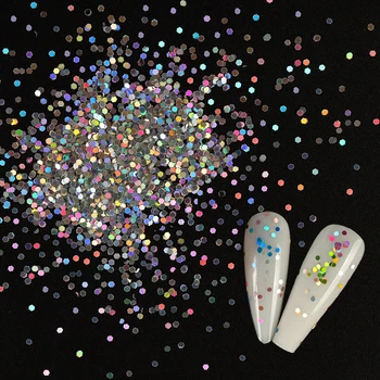 1MM Holografik Renkli Altıgen Tıknaz Glitter Tırnak Pul Lazer Sparkly Gevreği Manikür DIY Nail Art Süslemeleri RK390024 5