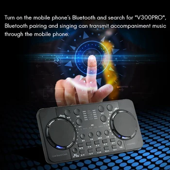 V300 PRO Ses Kartı 10 Ses Efektleri Bluetooth Gürültü Azaltma o mikserler Kulaklık mikrofon Ses Kontrolü Telefon PC için 0