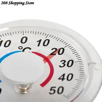 -50°C ~ 50 ° C Yuvarlak plastik kapı ve pencere termometresi İşaretçi tipi soğuk ve sıcak saat 1