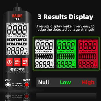 BSIDE voltmetre 3-Sonuçlar Ekran AC Volt Dedektörü Kalem Temassız Ayarlanabilir Hassasiyet Çift Menzilli Elektrik Canlı Bulucu 4