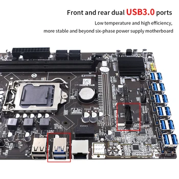 TISHRIC B250C BTC Madencilik Anakart 12 Port USB 3.0 PCIE 16X USB 3.0 Grafik Kartı Yuvası LGA1151 Destekler DDR4 DIMM RAM