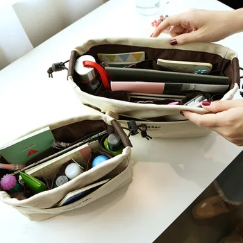 Makyaj Organizatör Ekle Çanta Seyahat Taşınabilir Kozmetik Durumda makyaj çantaları Tuval Tote İç Telefon Makyaj Çantası Çanta Kadınlar İçin
