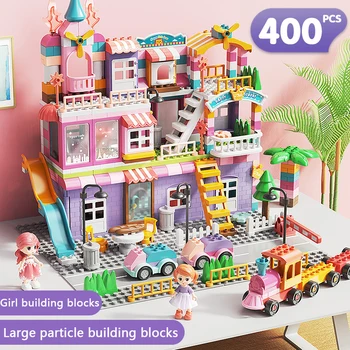 Kızlar Büyük Parçacık Blokları Mermer Yarış Çalıştırmak Slayt Blokları Şehir Blokları Ev Kale Yapı Taşları Tuğla oyuncak Çocuklar için noel hediyesi