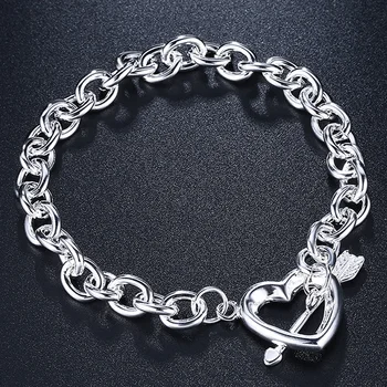 925 ayar gümüş Kalp Ok Kadın bilezik aşk Düğün lüks tasarımcı takı Yılbaşı Hediyeleri ücretsiz kargo Mücevherat