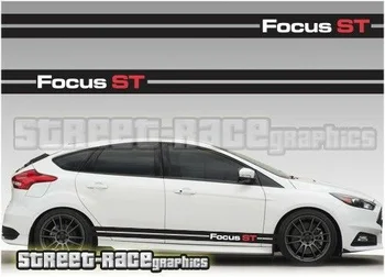 X2 Ford Focus için yan yarış çizgili 001A çıkartmaları çıkartmaları grafik vinil ST