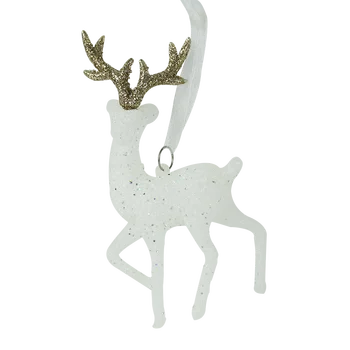 Noel Ağacı Asılı Kolye Glitter Küçük Noel Geyik Süslemeleri Noel Elk Mutlu yılbaşı dekoru Mutlu Yeni Yıl 2023 Beyaz Geyik 0