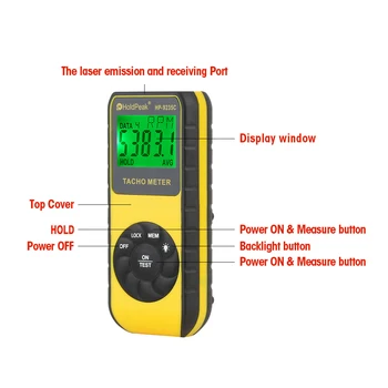 HoldPeak Lazer Takometre Hız Ölçer Dijital Takometre RPM Otomatik Takometre temassız 7.0-99,999 rpm 3