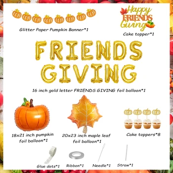 Cheereveal Friendsgiving Balonlar Süslemeleri Şükran Asılı Kabak Afiş Güz Hasat Mutlu Friendsgiving Ev Dekor