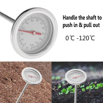 50cm Yüksek kaliteli Paslanmaz Çelik Kompost Toprak Termometresi Bahçe Arka Bahçe 0℃-120℃