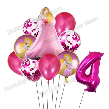 Disney Uyku Güzellik Prenses Tema Balonlar Kız Doğum Günü Partisi Dekoru 32 İnç Numarası Pembe Balonlar Bebek Duş Malzemeleri Küre