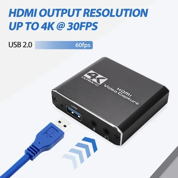 Ses Video Yakalama Kartı Mikrofon ile 4K HDMI Loop-Out, 1080P 60Fps Video Kaydedici Anahtarı / PS5 / Bir / PC / Video 3