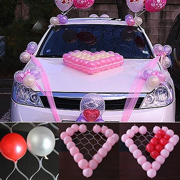 Kalp Şekli Örgü Modeli 38 ızgaraları Net Çerçeve Balon tutucu Düğün dekorasyon Araba Dekor doğum günü balon