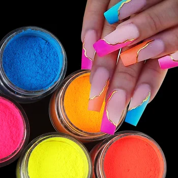 9 ADET Neon pigment tozu Toplu Güzel Gökkuşağı Glitter Seti Floresan Toz Tırnak Malzemeleri Profesyoneller İçin Yaz Süslemeleri uñas 3