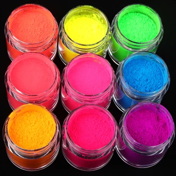 9 ADET Neon pigment tozu Toplu Güzel Gökkuşağı Glitter Seti Floresan Toz Tırnak Malzemeleri Profesyoneller İçin Yaz Süslemeleri uñas 4