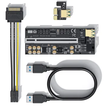 Yenı VER 016 PCI-E Yükseltici Kart ver016 PCI Express 1 X ila 16X Genişletici 6pin BTC VB Madencilik USB 3.0 PCIE Yükseltici Ekran Kartı İçin