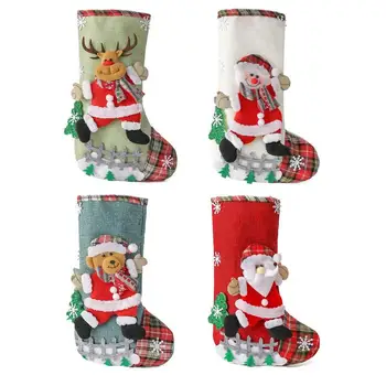 4 adet Noel Çorap Çuval Noel Hediyesi Şeker Çantası Merry Christmas Çorap Navidad Yeni Yıl 2023 Şömine Noel Ağacı Süsleri