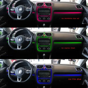 Volkswagen VW Scirocco için / EOS İç Merkezi Kontrol panelli kapı Kolu Karbon Fiber Etiketler Çıkartmaları Araba Styling Aksesuarları 1
