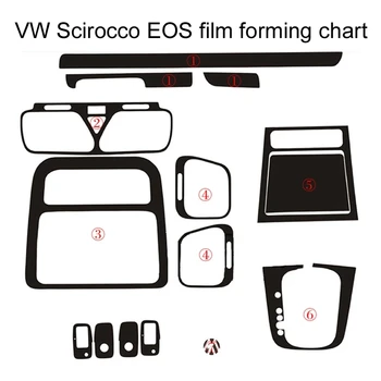 Volkswagen VW Scirocco için / EOS İç Merkezi Kontrol panelli kapı Kolu Karbon Fiber Etiketler Çıkartmaları Araba Styling Aksesuarları 5