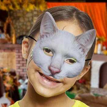 Kedi Masquerade Kapak Ürpertici Kedi yüz kapatma Cadılar Bayramı Cosplay Kostümleri Cosplay Parti kostüm aksesuarı Körü Körüne Topu