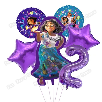 6 Adet Disney Encanto Balonlar Bebek Duş Kız Doğum Günü Partisi Süslemeleri 32 İnç Numarası Karikatür Mirabel Balon Çocuk Oyuncakları Globos 1