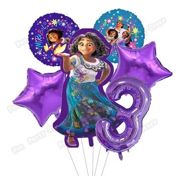 6 Adet Disney Encanto Balonlar Bebek Duş Kız Doğum Günü Partisi Süslemeleri 32 İnç Numarası Karikatür Mirabel Balon Çocuk Oyuncakları Globos 4