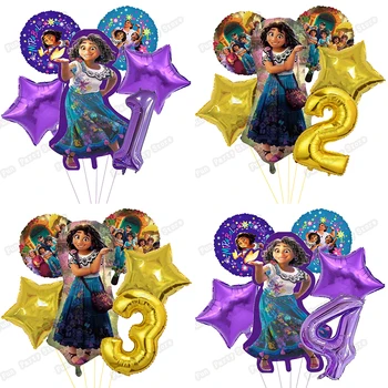 6 Adet Disney Encanto Balonlar Bebek Duş Kız Doğum Günü Partisi Süslemeleri 32 İnç Numarası Karikatür Mirabel Balon Çocuk Oyuncakları Globos 5