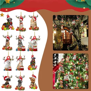 El yapımı Kolye Noel Akrilik Köpek Damla Süsleme Yılbaşı Ağacı Köpek Kolye Parti Malzemeleri Odası Dekorasyon 2023 Yeni Yıl